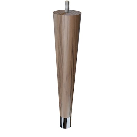 9 Round Tapered Leg With Bolt And 1 Chrome Ferrule - Walnut With Semi-Gloss Clear Coat Finish